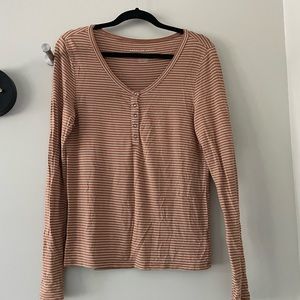 American Eagle Soft and Sexy White and Beige Stripe Long sleeve size small